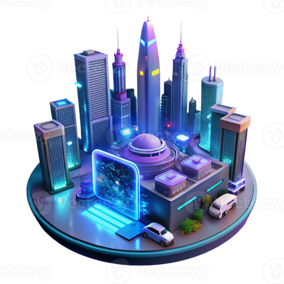 magnificent creative wonderful modern A futuristic cityscape at night, towering holographic advertisements casting neon light onto flying vehicles, rendered in a pixel art style original premium png