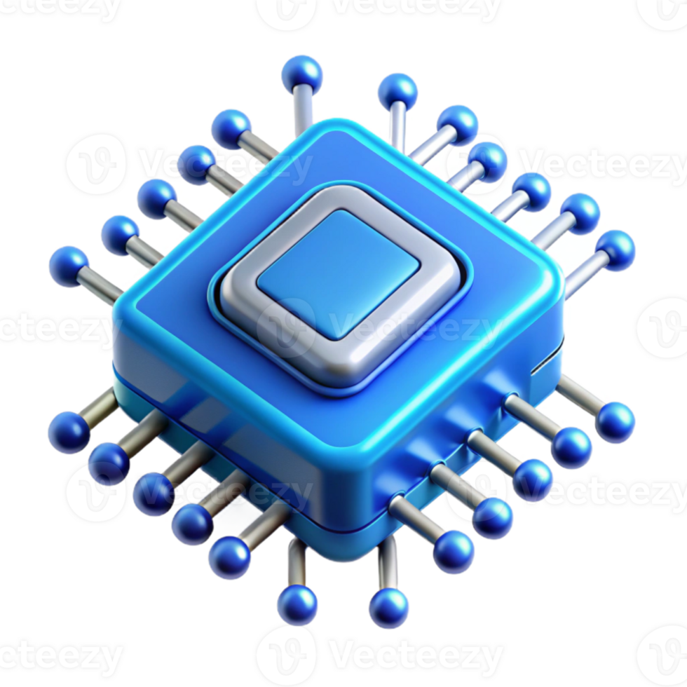 impressive creative magnificent contemporary A close-up of a microchip, intricate pathways glowing with electric blue light, highly detailed, technical illustration style exclusive 4K png