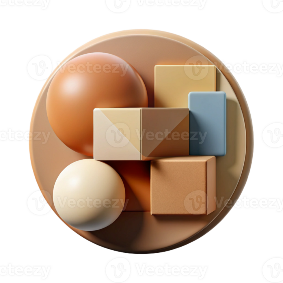 serene rustic magnificent rustic A minimalist composition of overlapping circles and squares, in muted earth tones, with soft, diffused lighting, in a Bauhaus style original original png