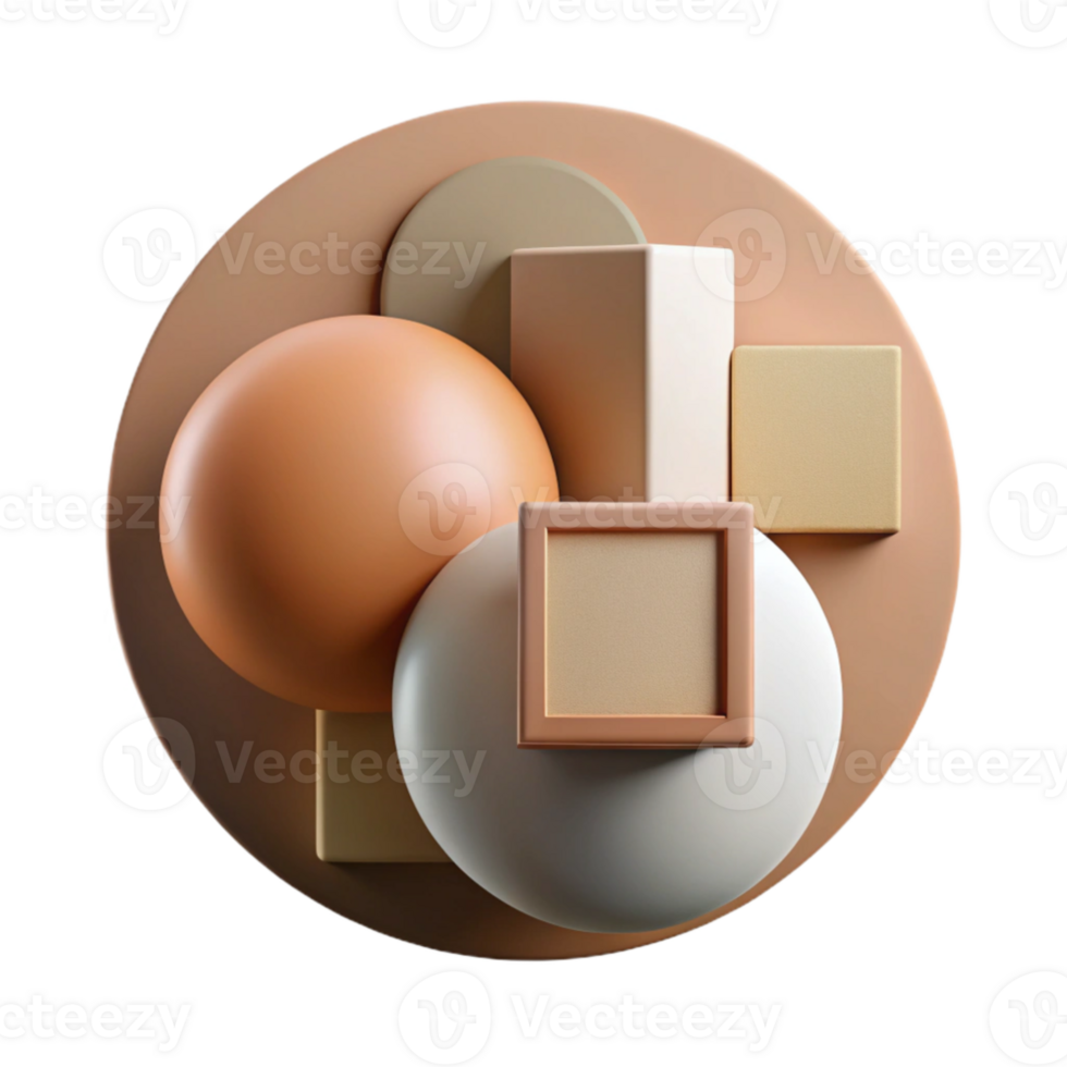 impressive abstract impressive minimalist A minimalist composition of overlapping circles and squares, in muted earth tones, with soft, diffused lighting, in a Bauhaus style genuine authentic png