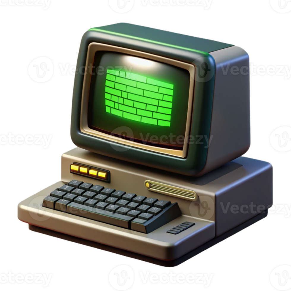 extraordinary contemporary dramatic rustic A vintage computer terminal displaying cryptic code, green text on a black screen, dark and moody lighting, retro style premium premium png