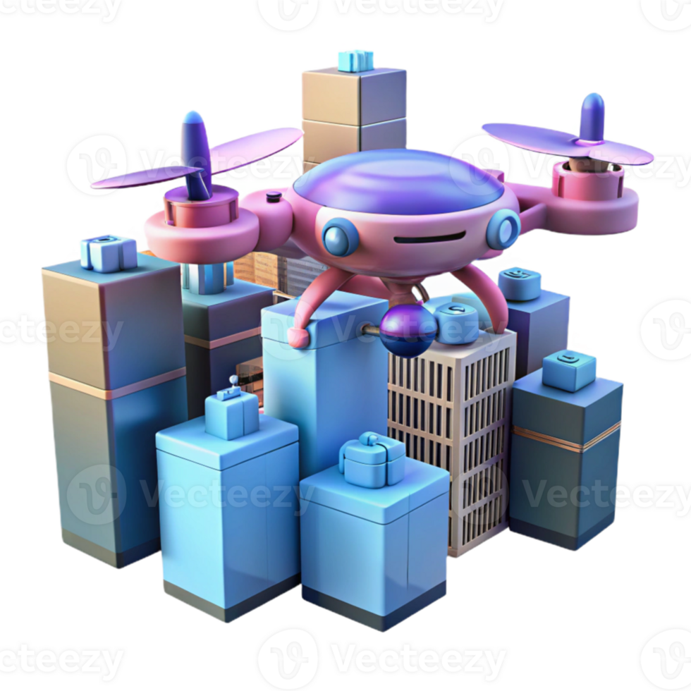vibrant classic impressive contemporary A drone delivering a package in a dense urban environment, futuristic architecture, fast motion blur, cyberpunk style exclusive premium png
