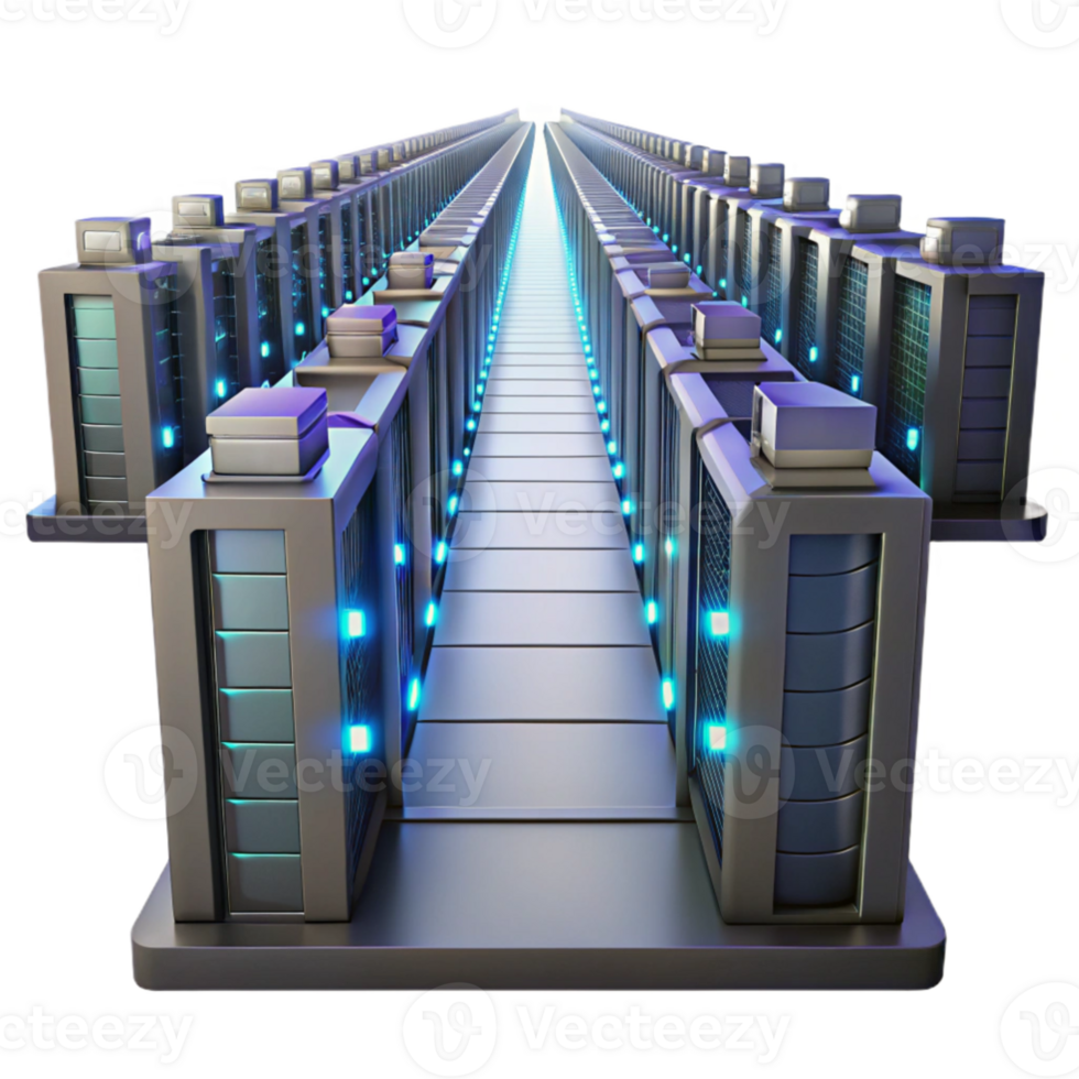 serene abstract extraordinary artistic A giant server farm stretching into infinity, rows of blinking lights, dark and mysterious, sci-fi style authentic exclusive png