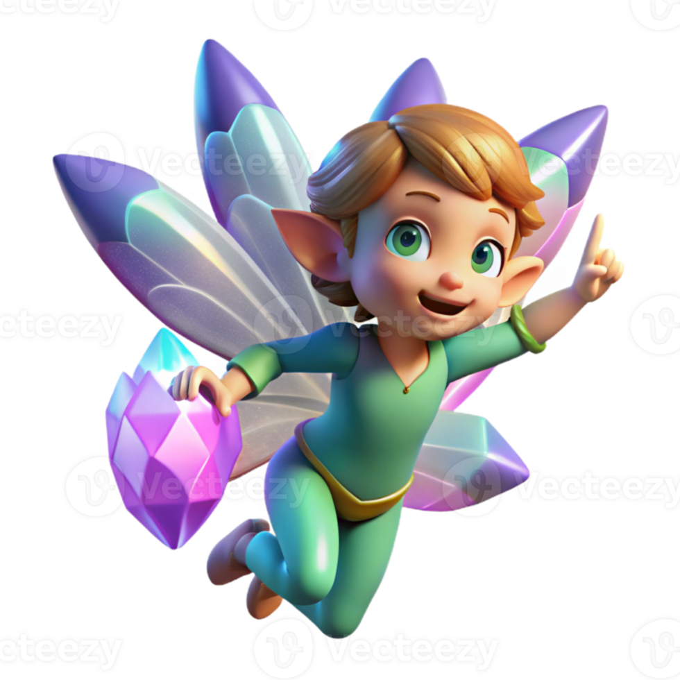 beautiful classic serene abstract A mischievous pixie with iridescent wings, hovering over a cluster of glowing crystals, playful, vibrant lighting. Pixar style exclusive genuine png
