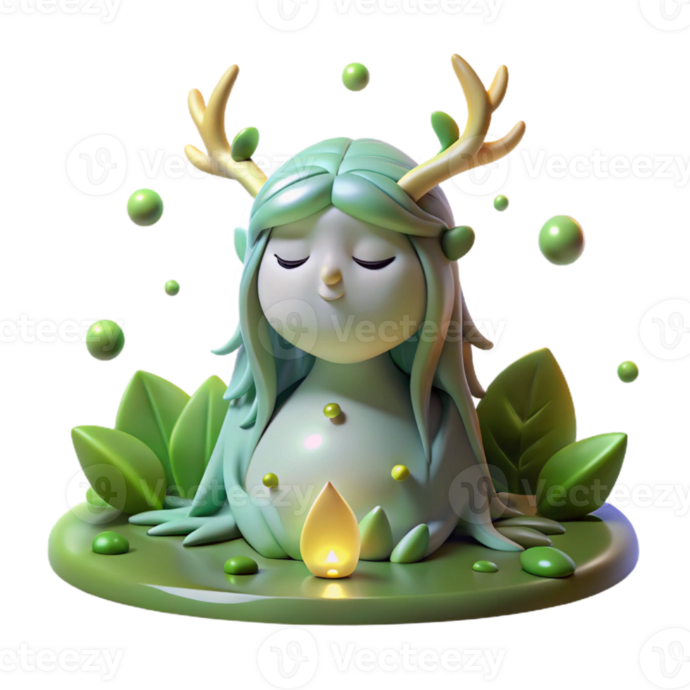extraordinary minimalist impressive modern A serene forest spirit, formed from flowing water and leaves, surrounded by glowing fireflies, soft, diffused light. Pre-Raphaelite style 4K authentic png