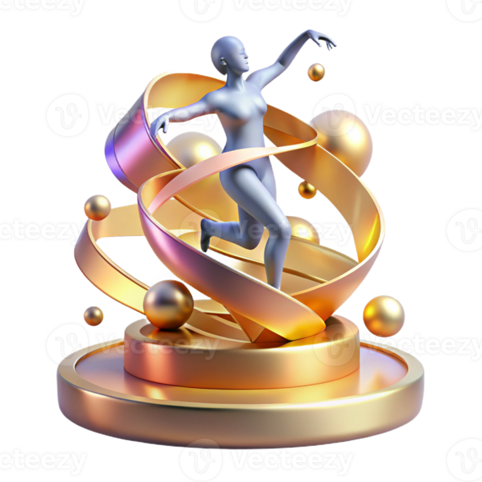 serene traditional dramatic modern A dynamic, abstract representation of a dance, visualized as flowing ribbons and swirling particles, illuminated by stage lights, in an Art Deco style original 4K png