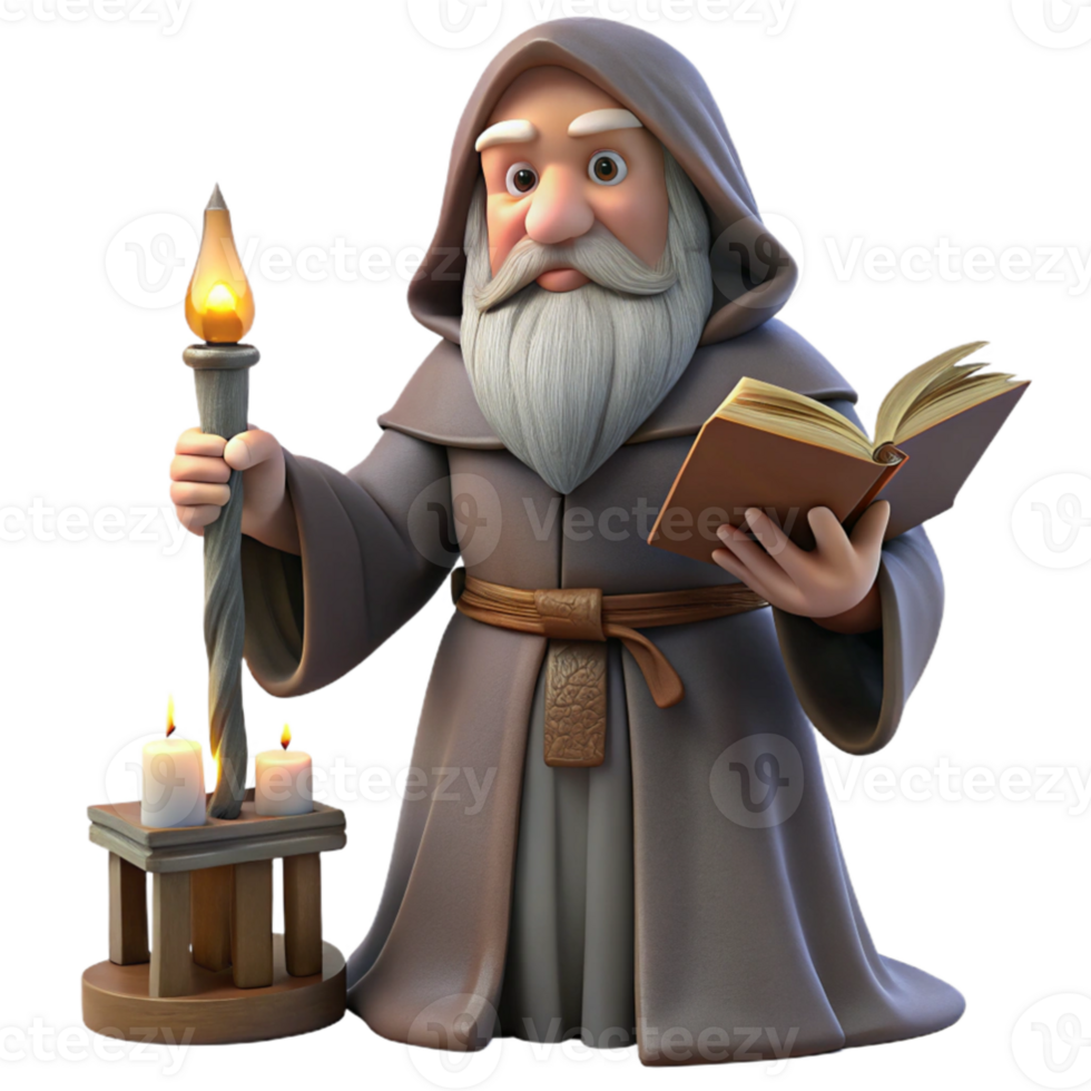 magnificent creative dramatic classic A wise old wizard casting a spell in a dusty library, candlelight, Rembrandt style authentic professional png