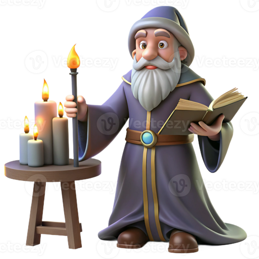 impressive rustic elegant rustic A wise old wizard casting a spell in a dusty library, candlelight, Rembrandt style exclusive high quality png