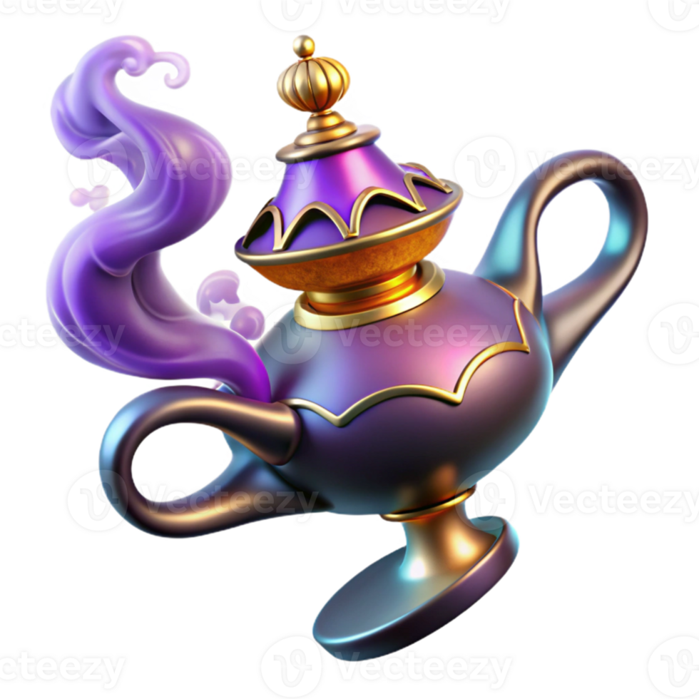 wonderful abstract magnificent artistic A powerful djinn emerging from a ornate lamp, smoky, atmospheric lighting, Orientalist style 4K genuine png