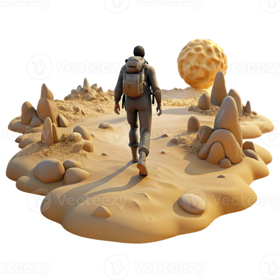 magnificent traditional vibrant rustic A lone wanderer traversing a desolate wasteland, harsh sunlight, post-apocalyptic style premium premium png
