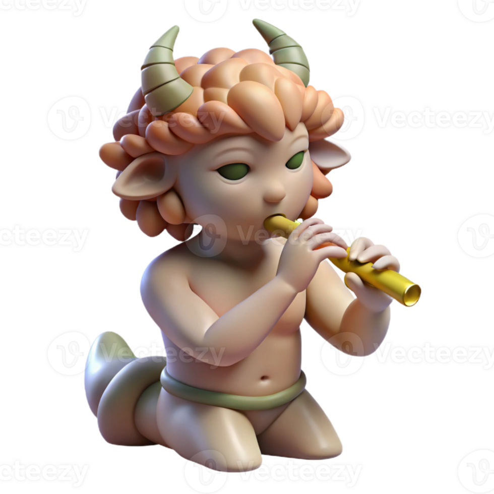 wonderful creative elegant contemporary A playful satyr playing a flute in a forest clearing, dappled sunlight, Rococo style professional premium png