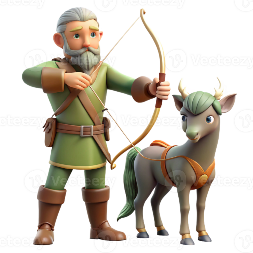wonderful artistic dramatic creative A wise old centaur teaching a young elf archery, warm afternoon light, classical style authentic professional png