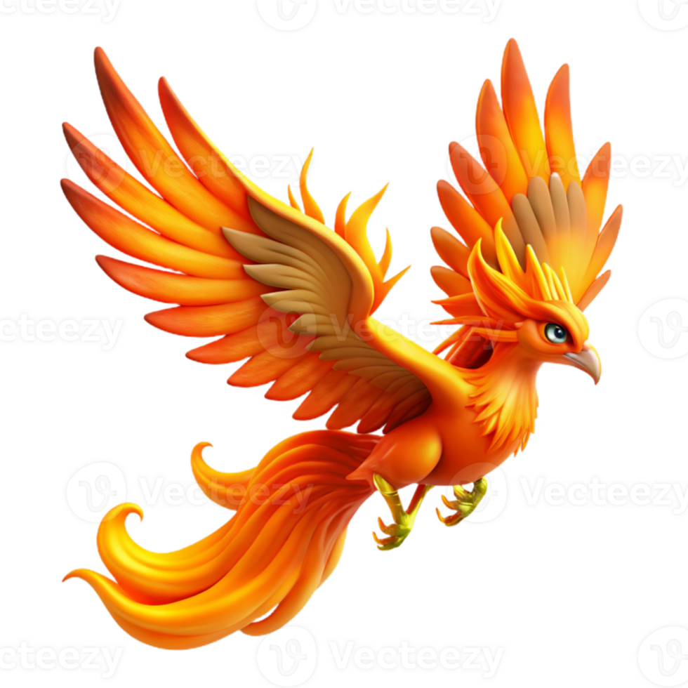 vibrant traditional extraordinary artistic A majestic phoenix flying through a fiery sky, vibrant orange and gold flames, fantasy art style professional high quality png