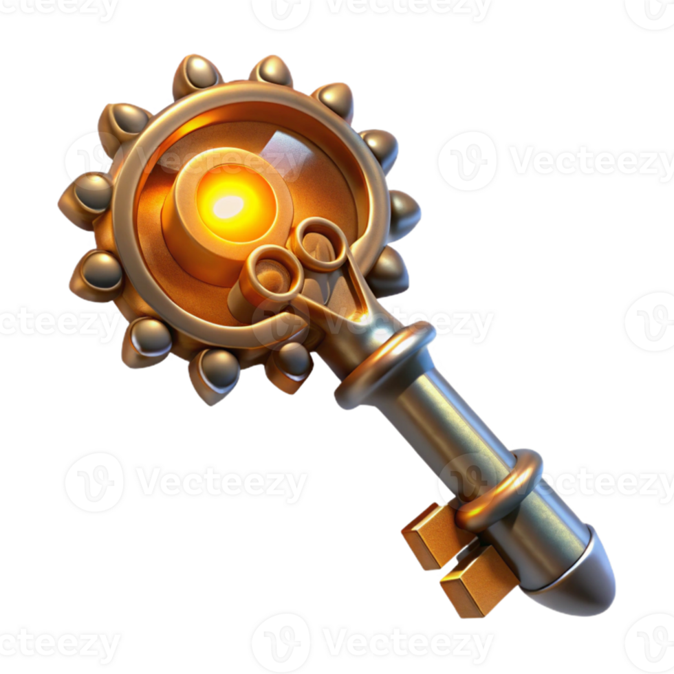 beautiful abstract impressive rustic A steampunk key, intricately designed with gears and glowing runes, illuminated by a soft, ethereal light professional exclusive png