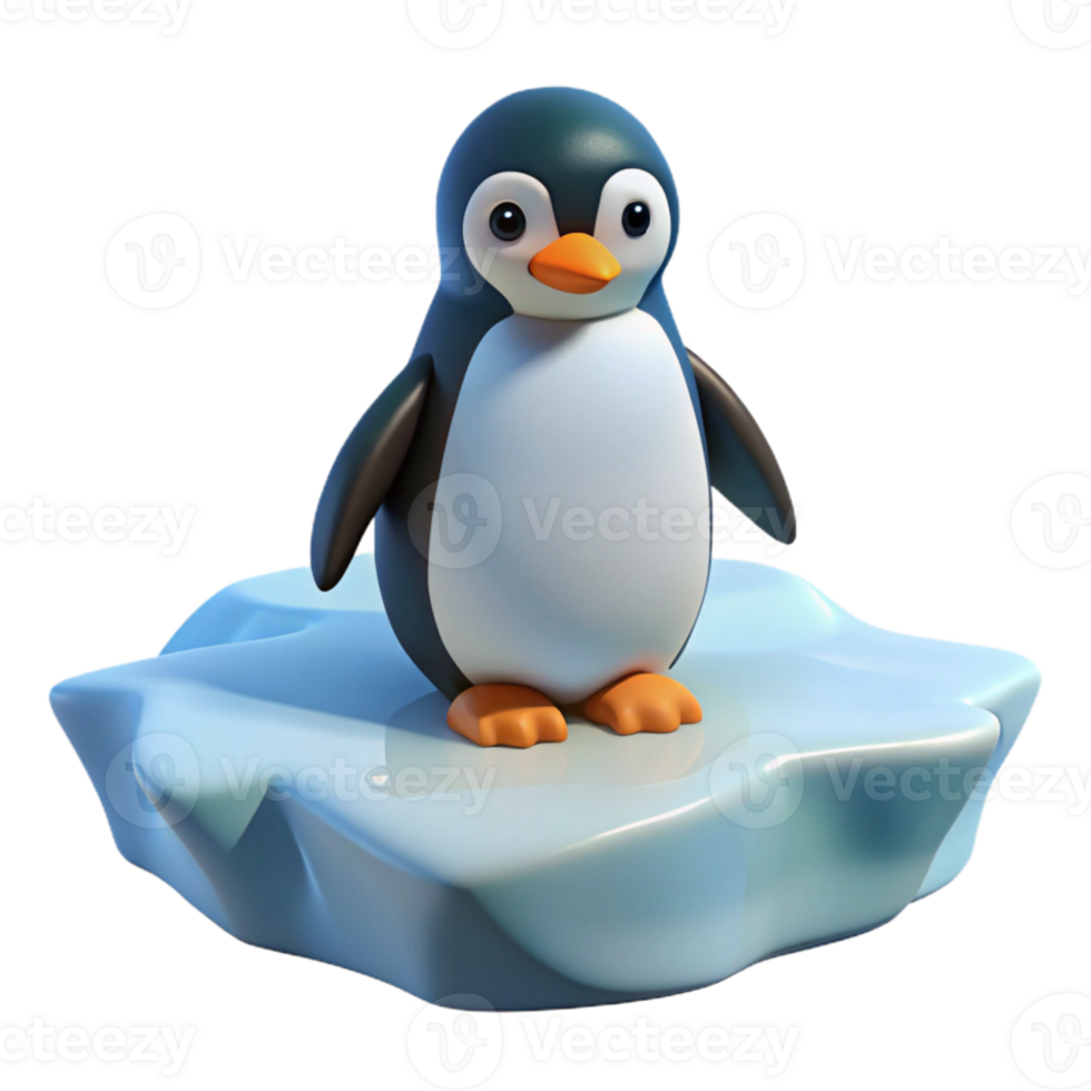 stunning creative beautiful minimalist A solitary penguin standing on an iceberg in the Antarctic, surrounded by a vast expanse of ice and snow. Stark, minimalist style professional high resolution png