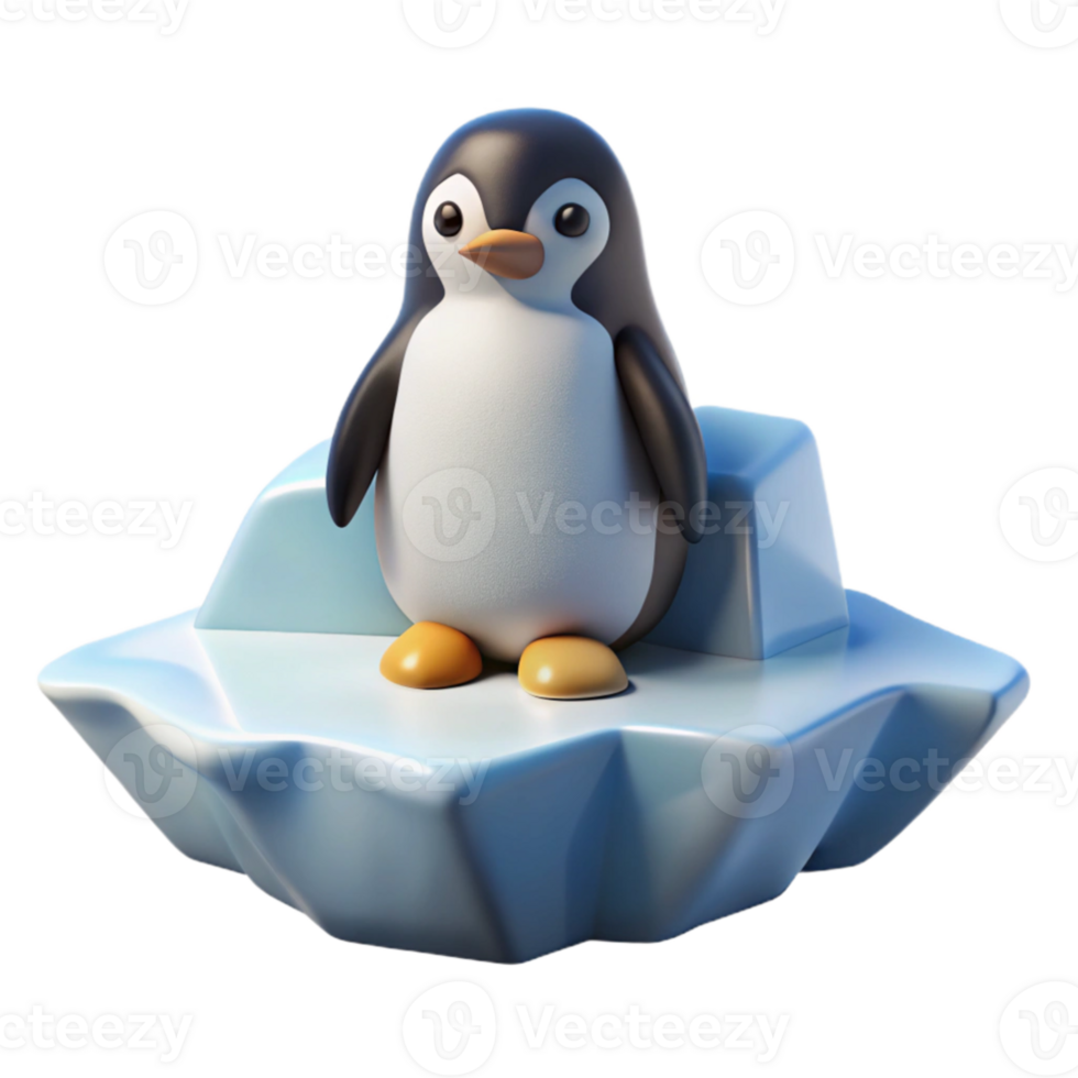 beautiful classic wonderful classic A solitary penguin standing on an iceberg in the Antarctic, surrounded by a vast expanse of ice and snow. Stark, minimalist style original authentic png
