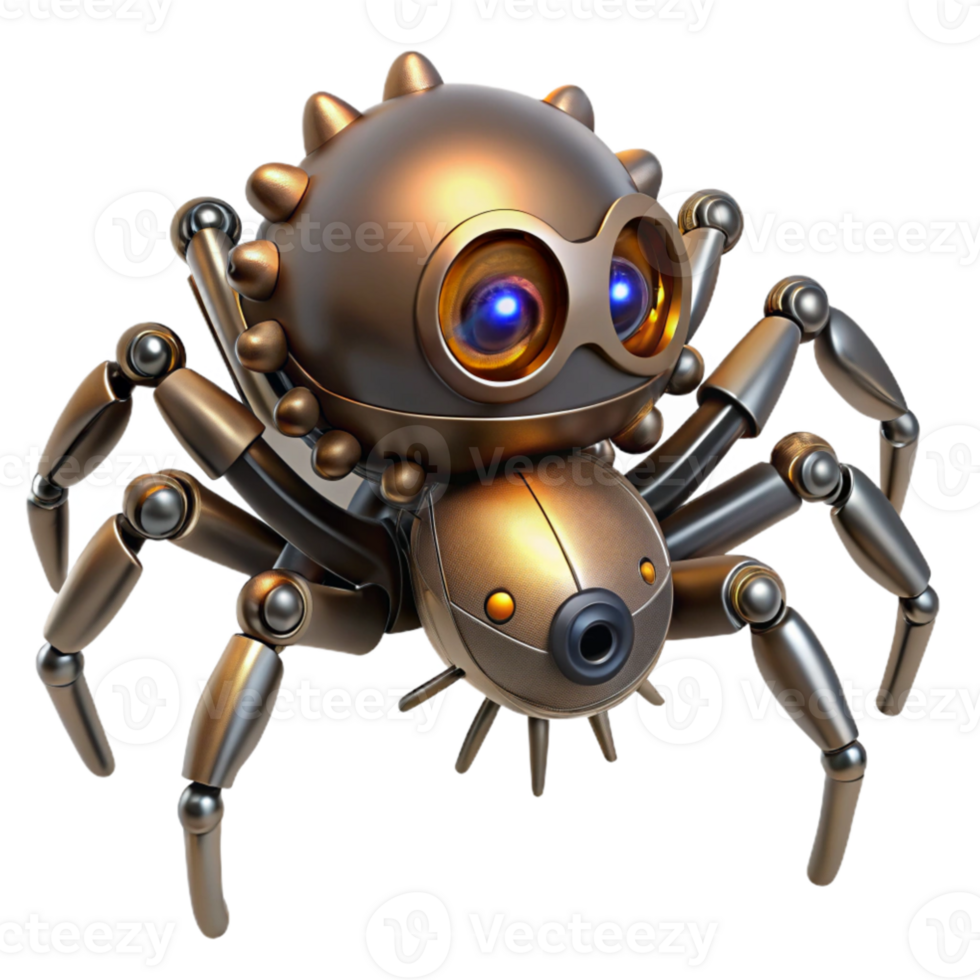impressive abstract vibrant vintage A steampunk spider, with metallic legs and glowing eyes, crawling across a web of gears 4K high quality png