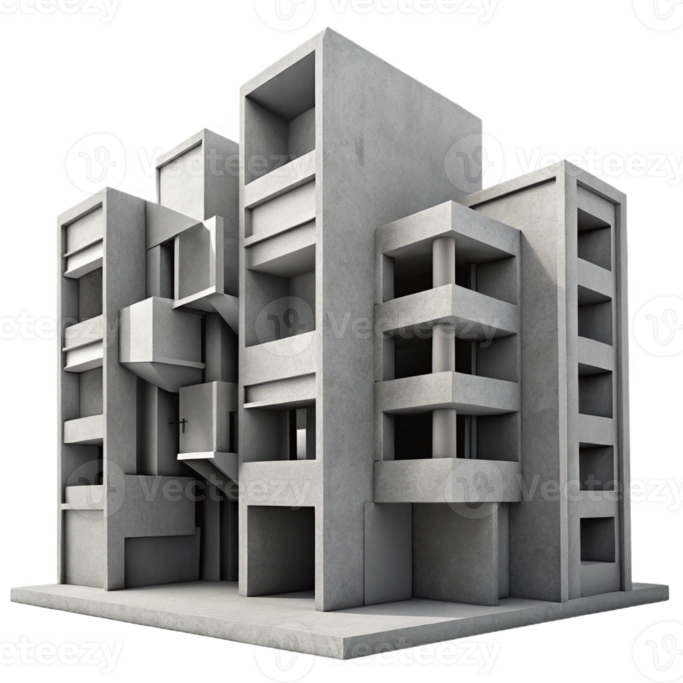 serene classic stunning artistic A Brutalist concrete apartment complex, stark geometric shapes, harsh shadows, monochrome, high contrast photography, high resolution authentic png