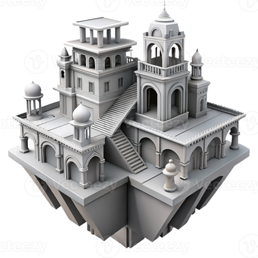 stunning classic extraordinary creative A gravity-defying Escher-esque building, impossible architecture, intricate details, monochrome, surrealism, premium high resolution png