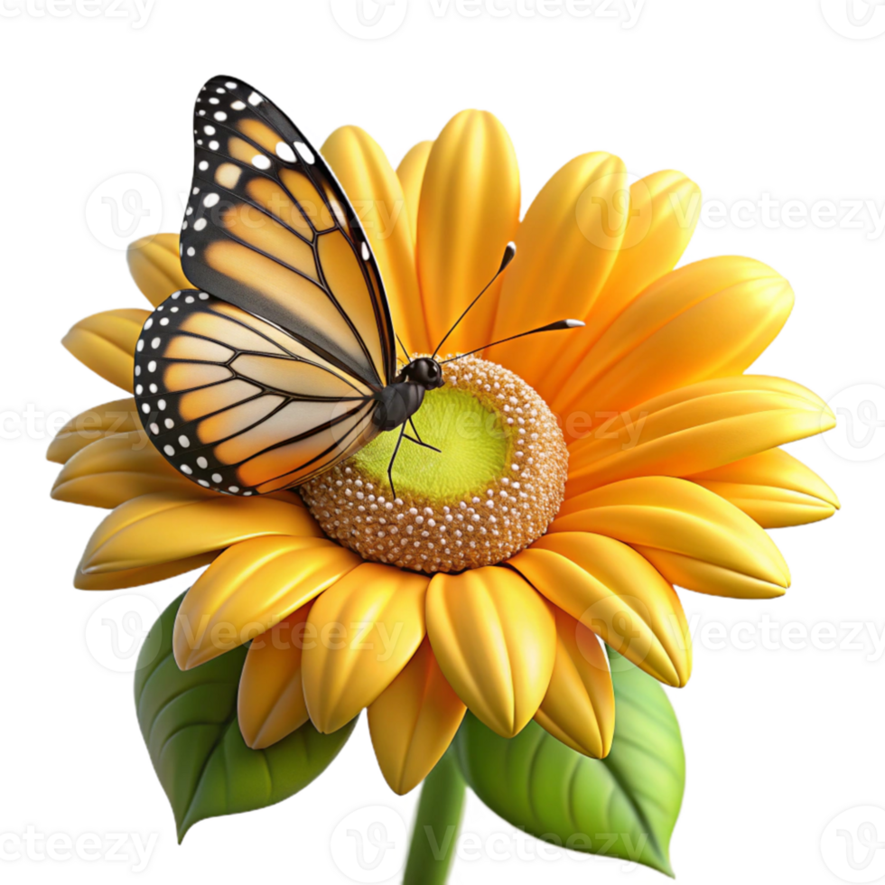 vibrant classic stunning rustic A single, vibrant monarch butterfly perched on a dew-kissed sunflower, early morning sunlight, hyperrealistic style professional genuine png