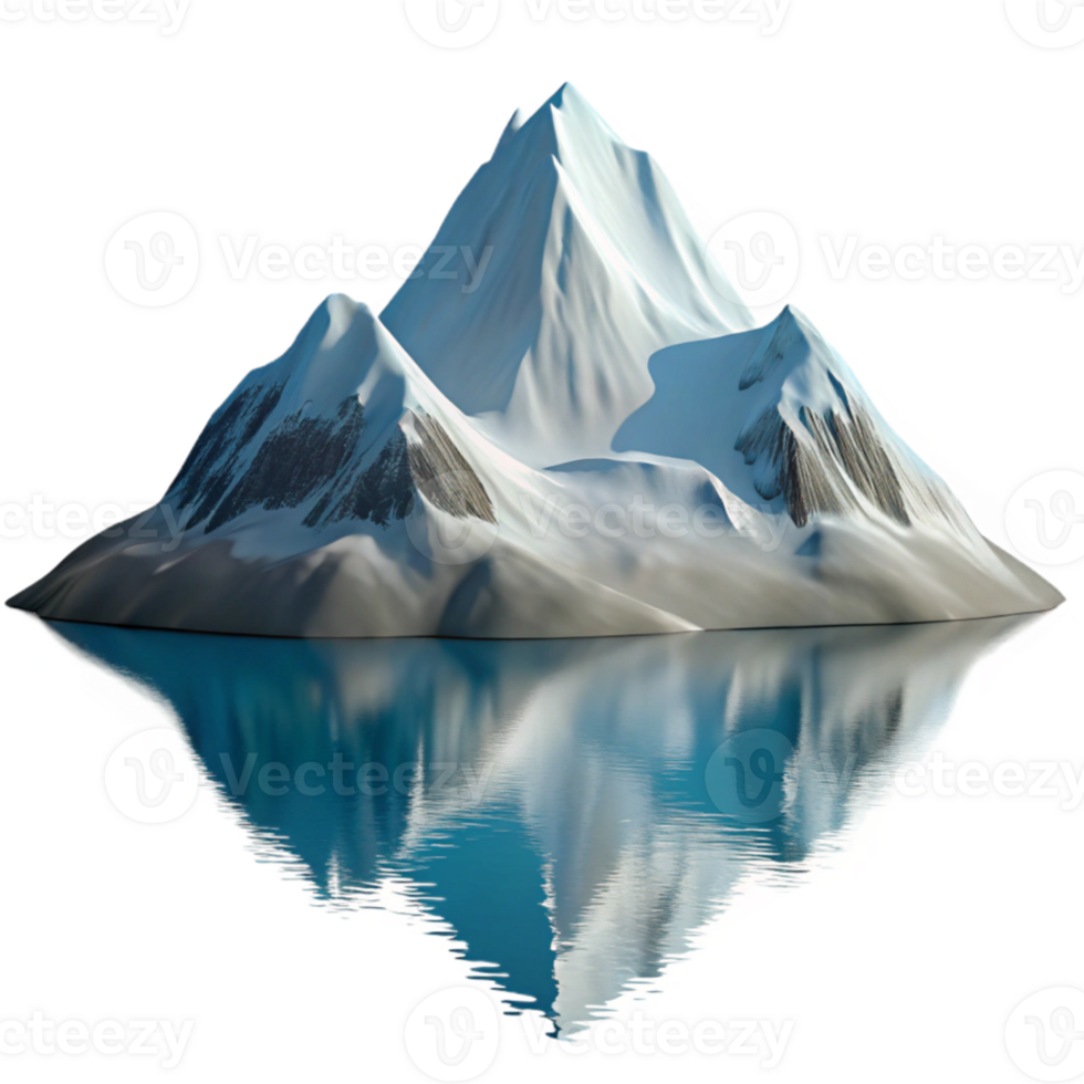 impressive abstract wonderful vintage A snow-covered mountain peak reflecting in a still lake, crisp morning light, realistic style high resolution genuine png