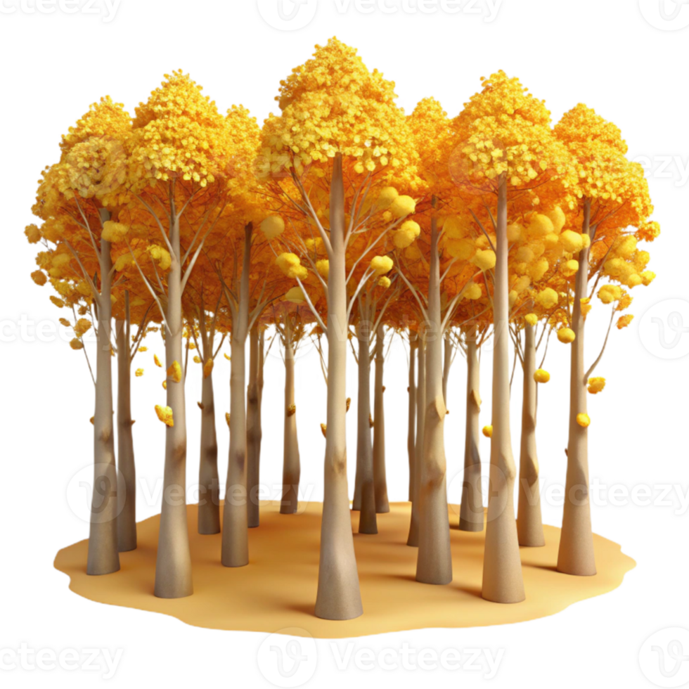 wonderful classic magnificent minimalist A grove of aspen trees with golden leaves in autumn, warm sunlight, impressionistic style professional genuine png