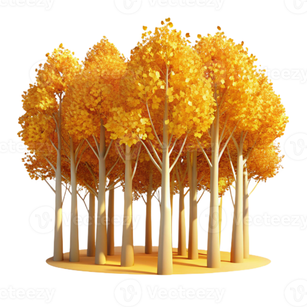 serene minimalist impressive modern A grove of aspen trees with golden leaves in autumn, warm sunlight, impressionistic style authentic detailed png