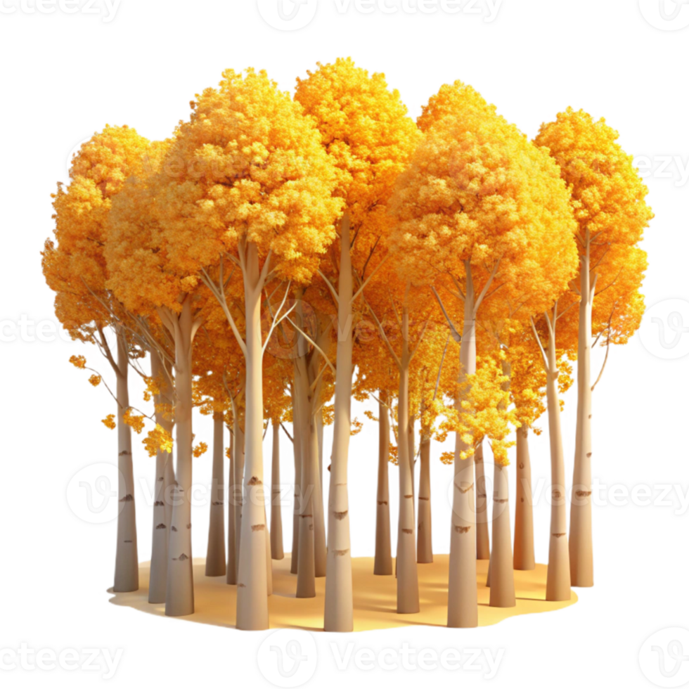 wonderful rustic vibrant creative A grove of aspen trees with golden leaves in autumn, warm sunlight, impressionistic style detailed 4K png