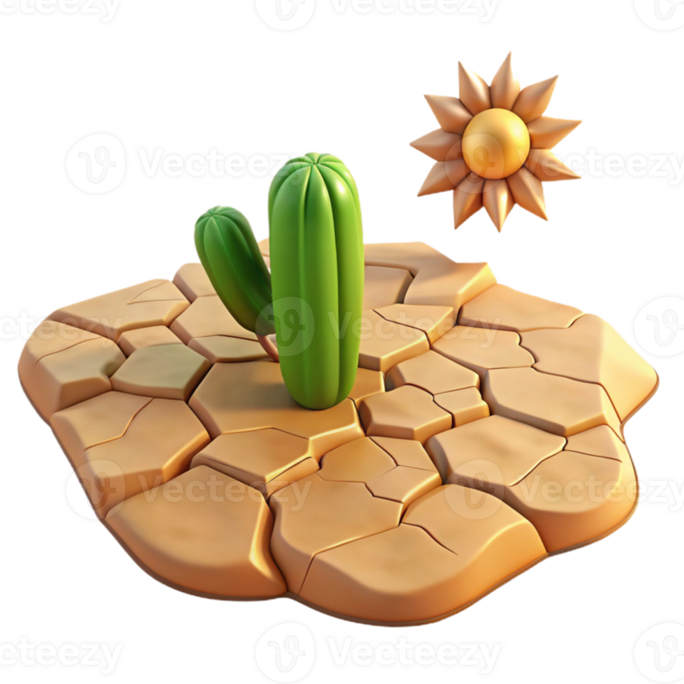 vibrant modern wonderful modern A cracked desert floor with a single cactus, harsh midday sun, photorealistic style high resolution original png