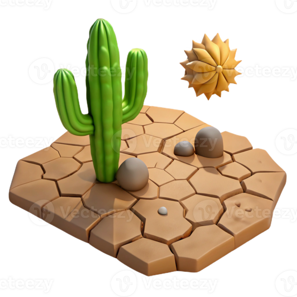 wonderful creative dramatic rustic A cracked desert floor with a single cactus, harsh midday sun, photorealistic style high quality high quality png