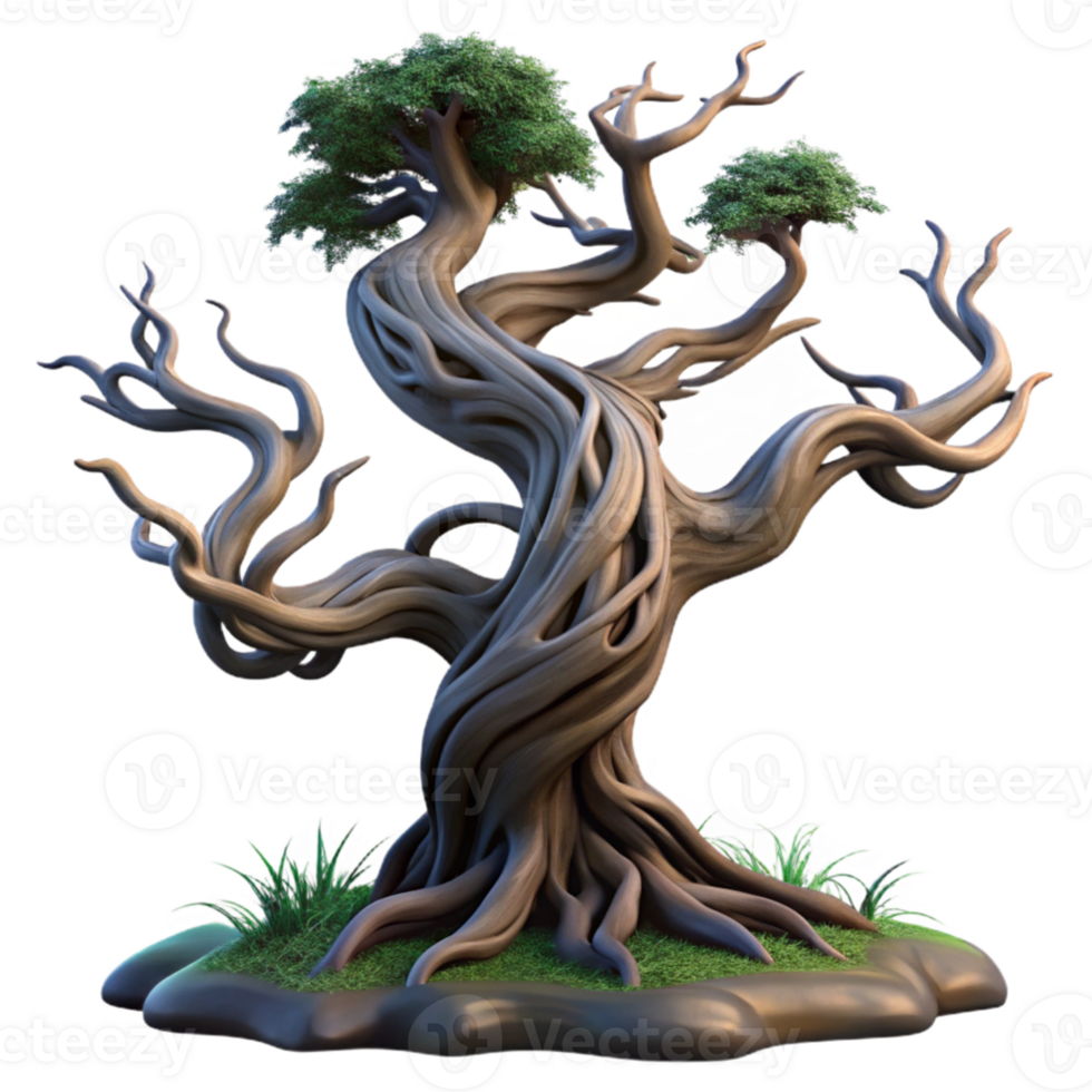 dramatic vintage magnificent vintage A twisted, ancient oak tree in a field, dramatic lighting, dark fantasy style genuine high quality png
