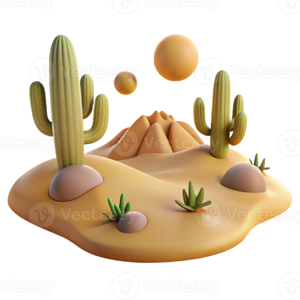extraordinary creative stunning modern A desert landscape with sand dunes and cacti, harsh sunlight, minimalist style 4K 4K png