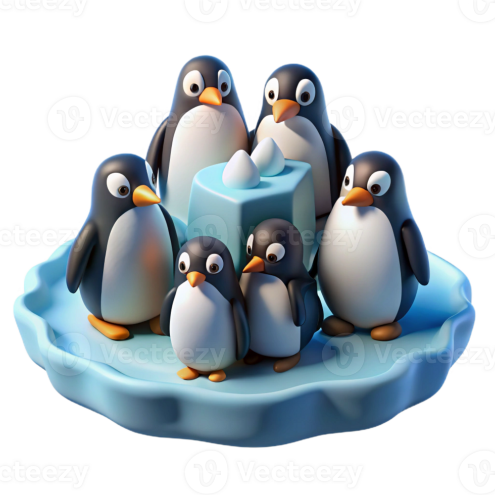 wonderful modern serene creative A group of penguins huddled together on an ice floe, cold lighting, documentary style 4K high resolution png