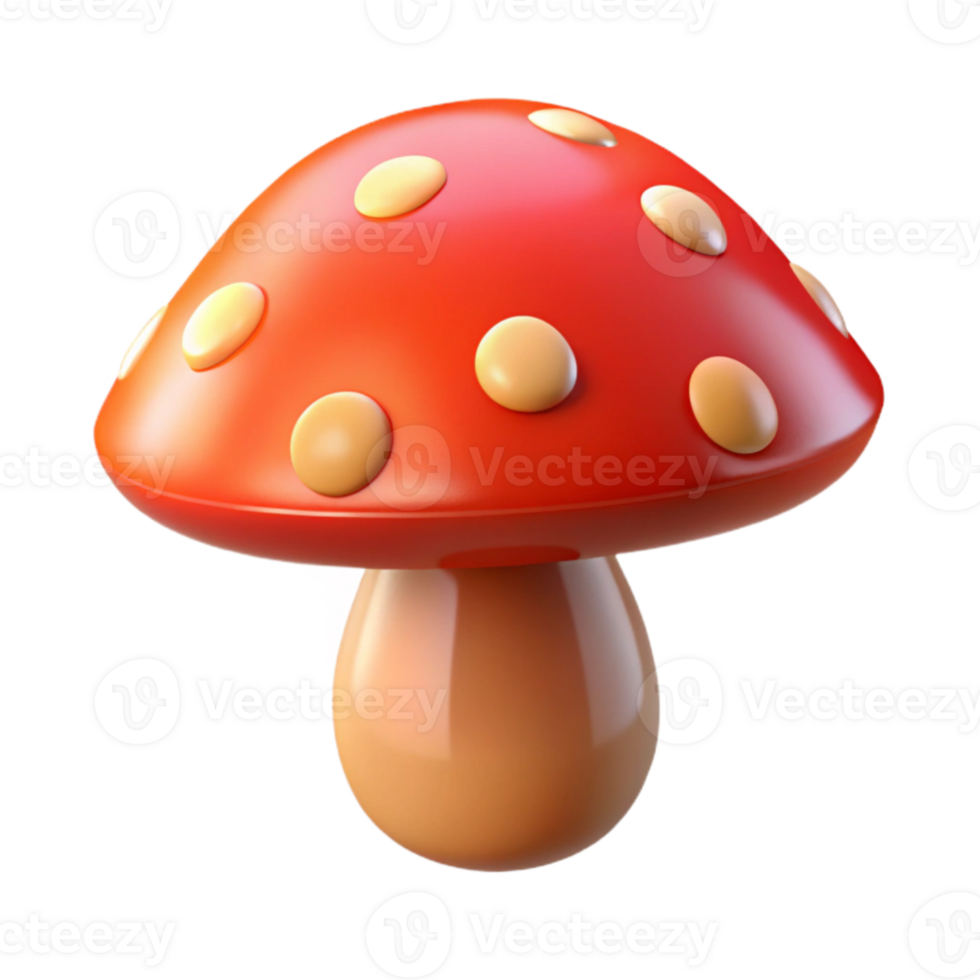 magnificent artistic elegant vintage A single, vibrant red mushroom, soft lighting, whimsical style premium detailed png
