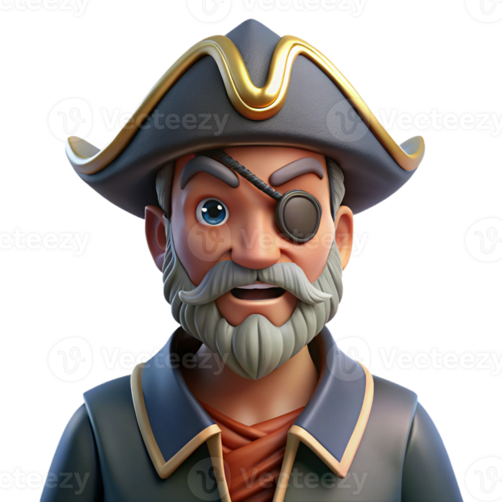 extraordinary abstract serene abstract Portrait of a grizzled pirate captain with a weathered face and an eye patch, a menacing grin, dramatic chiaroscuro lighting genuine premium png