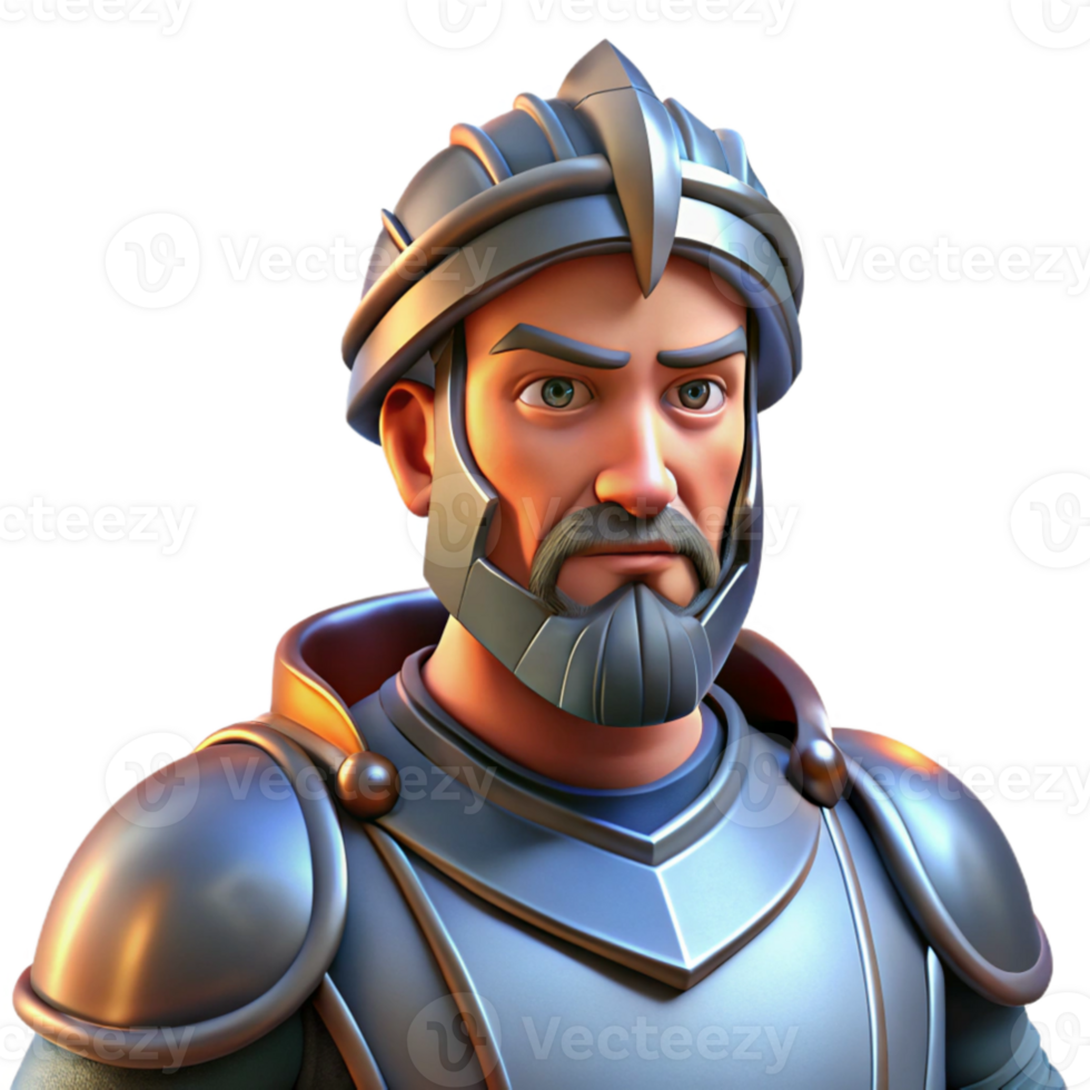 beautiful creative dramatic artistic Portrait of a stoic knight in shining armor, a determined expression, dramatic Rembrandt lighting professional high resolution png