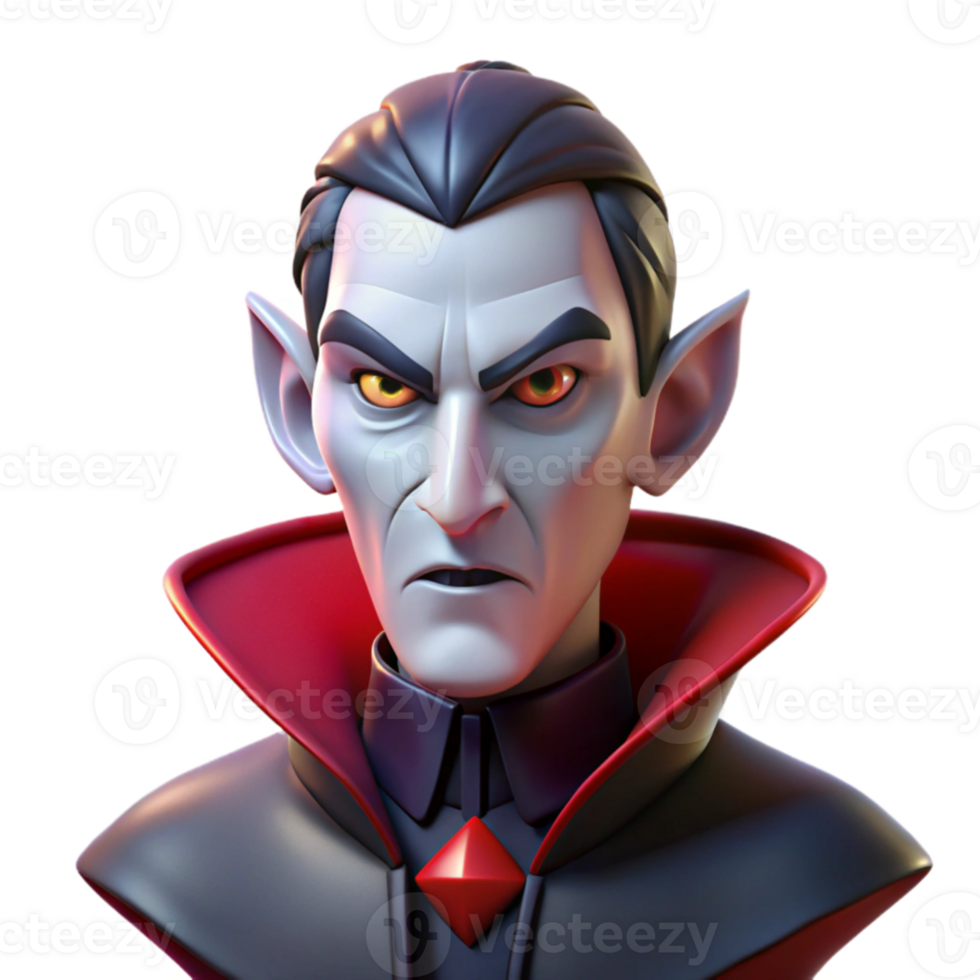stunning modern wonderful abstract Portrait of a regal vampire with piercing red eyes and pale skin, a seductive gaze, dramatic chiaroscuro lighting professional premium png