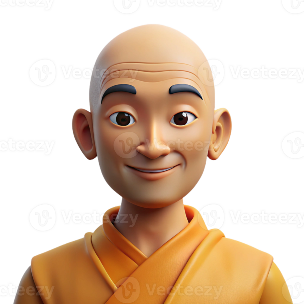 wonderful vintage impressive artistic Portrait of a serene Buddhist monk in saffron robes, a peaceful expression, soft, diffused natural light original premium png