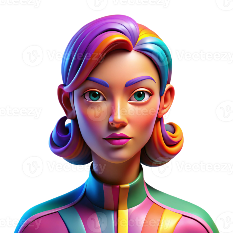 vibrant traditional impressive traditional Portrait of a vibrant pop art portrait of a woman with bold, colorful lines and exaggerated features, lit by bright, contrasting colors professional 4K png
