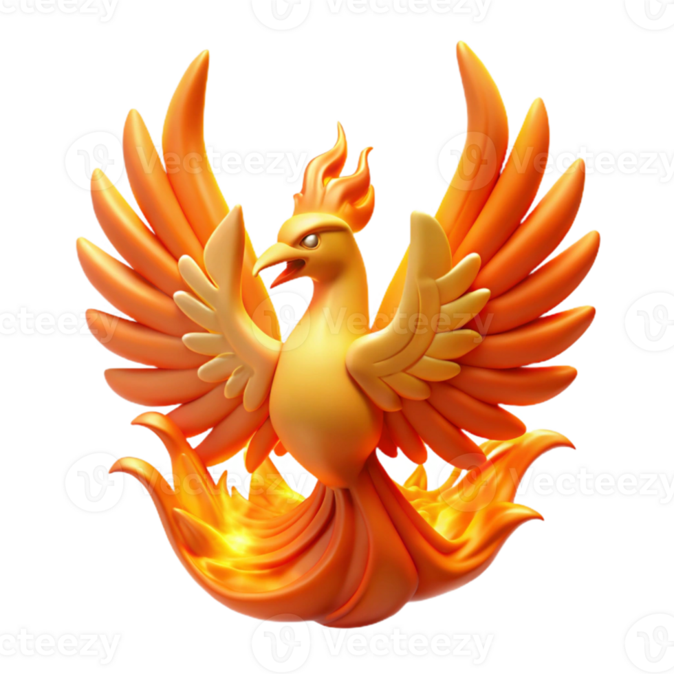 beautiful traditional impressive abstract A majestic phoenix rising from its ashes in a fiery inferno, intense orange glow, Art Deco style exclusive professional png