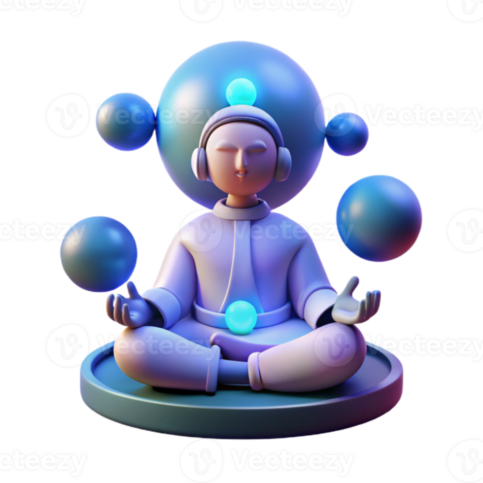 extraordinary minimalist wonderful artistic A serene oracle meditating in a hidden grotto surrounded by glowing orbs, soft blue light, Syd Mead style high quality high resolution png