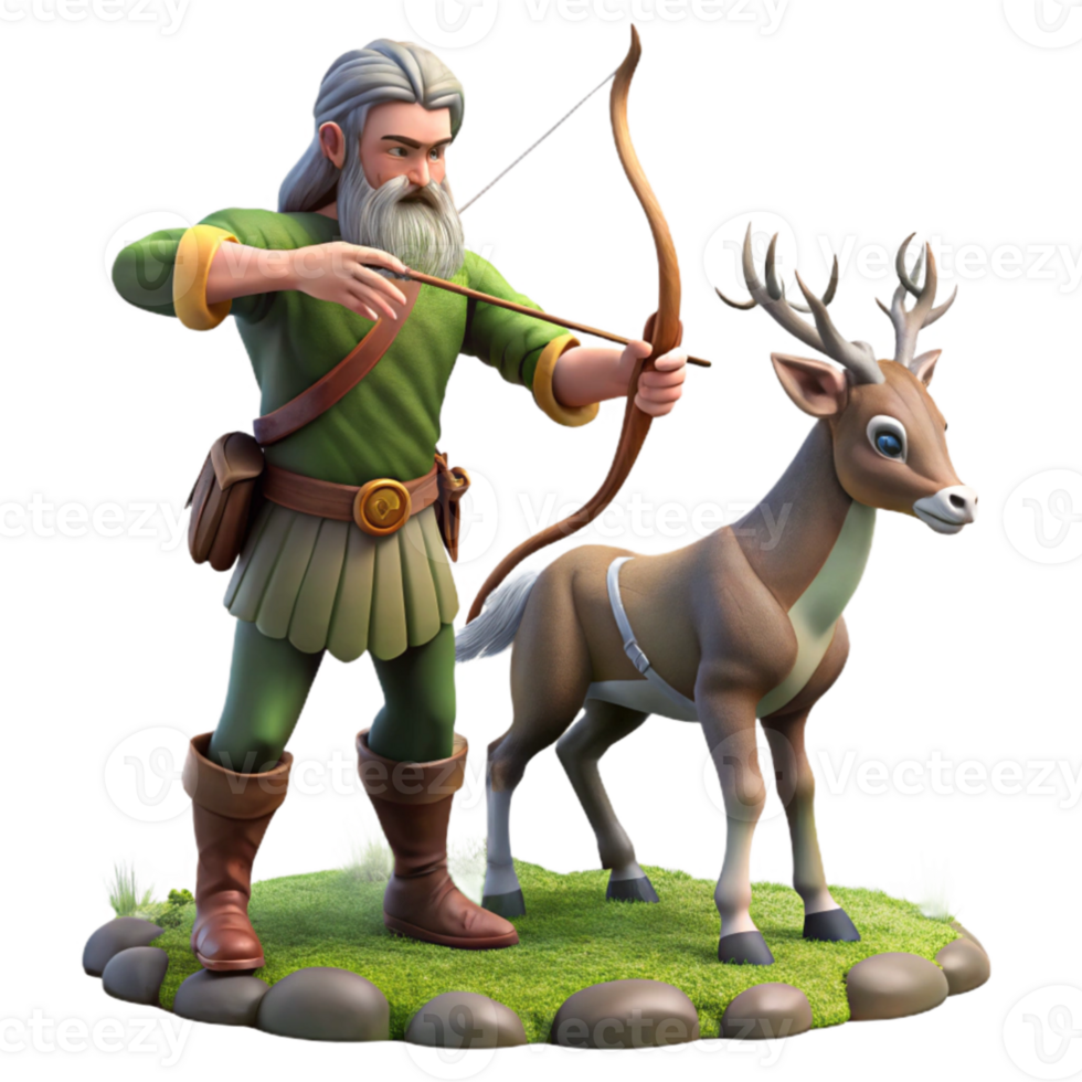 stunning vintage extraordinary creative A wise old centaur teaching archery to a young elf, forest clearing lighting, fantasy realism style exclusive genuine png