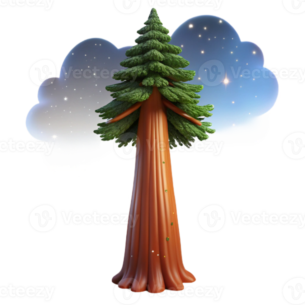 dramatic traditional extraordinary modern A towering sequoia tree reaching towards a starry night sky, illuminated by moonlight, painterly style professional high quality png
