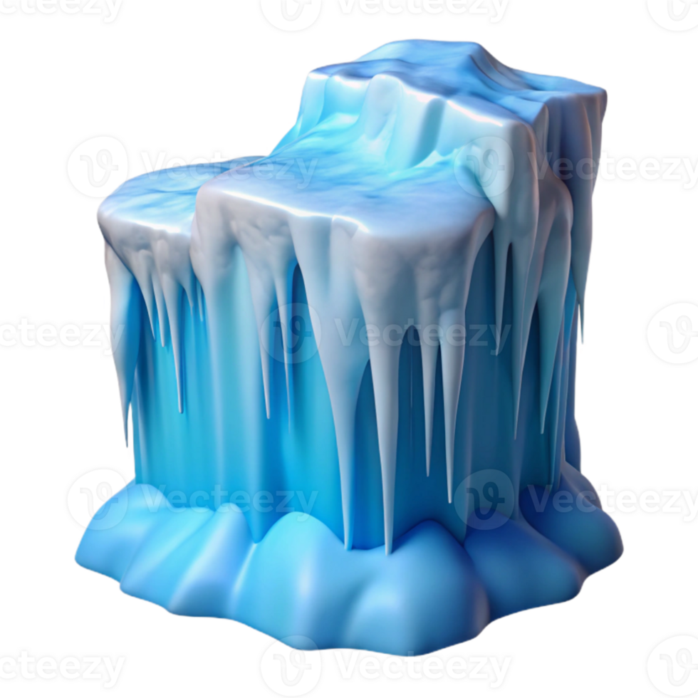 elegant artistic serene modern A frozen waterfall cascading down a cliff face, icy blue and white, crisp, sharp focus, winter lighting high resolution genuine png