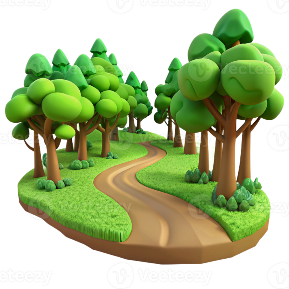 beautiful abstract impressive artistic A winding dirt path through a lush green forest, dappled sunlight, impressionistic style premium genuine png