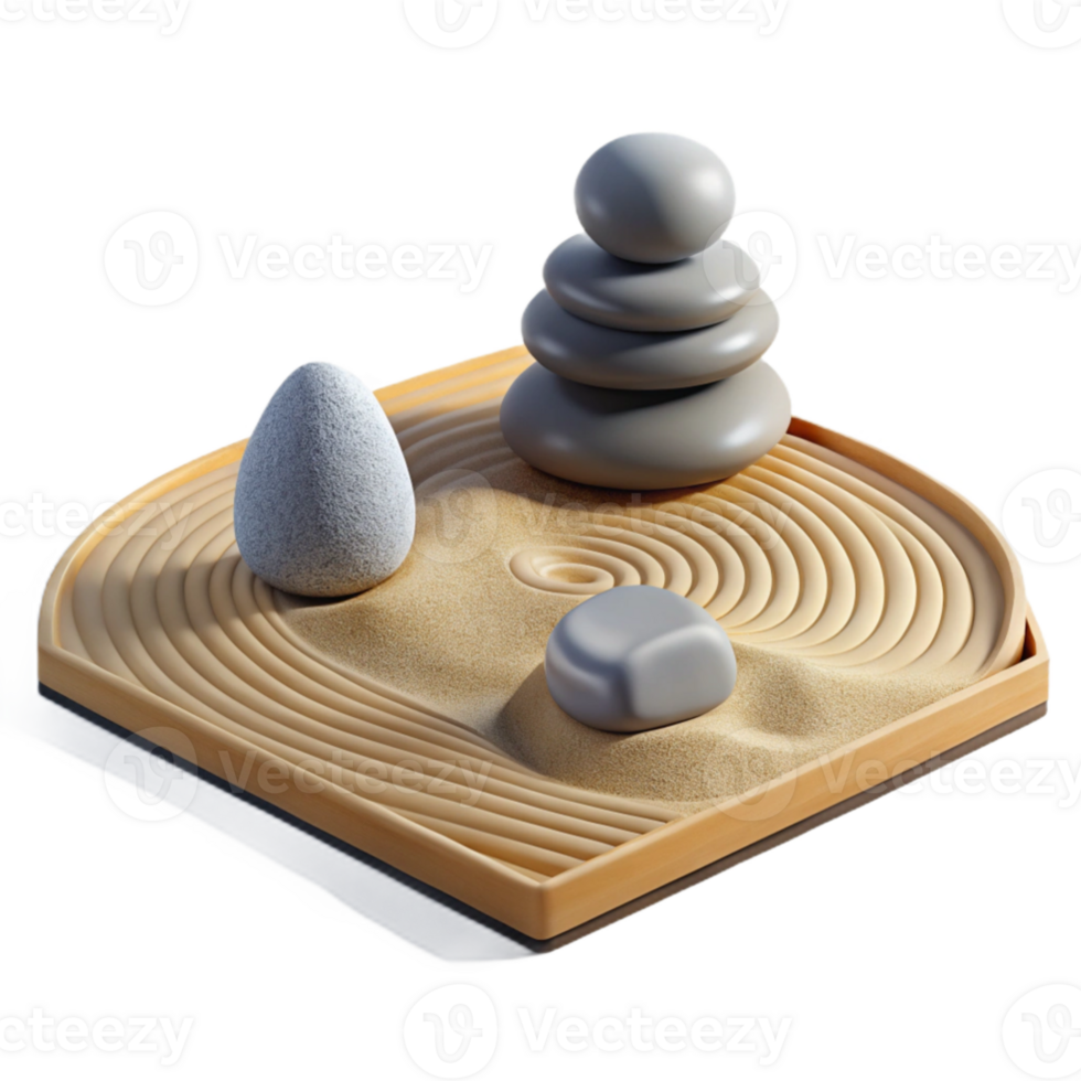 stunning artistic dramatic contemporary A serene Japanese zen garden with raked sand and carefully placed rocks, minimalist style, soft lighting professional 4K png