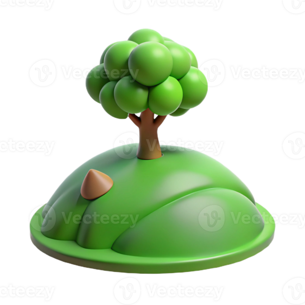 impressive creative stunning creative A rolling green hill with a single oak tree on top, picturesque landscape, soft lighting genuine high quality png