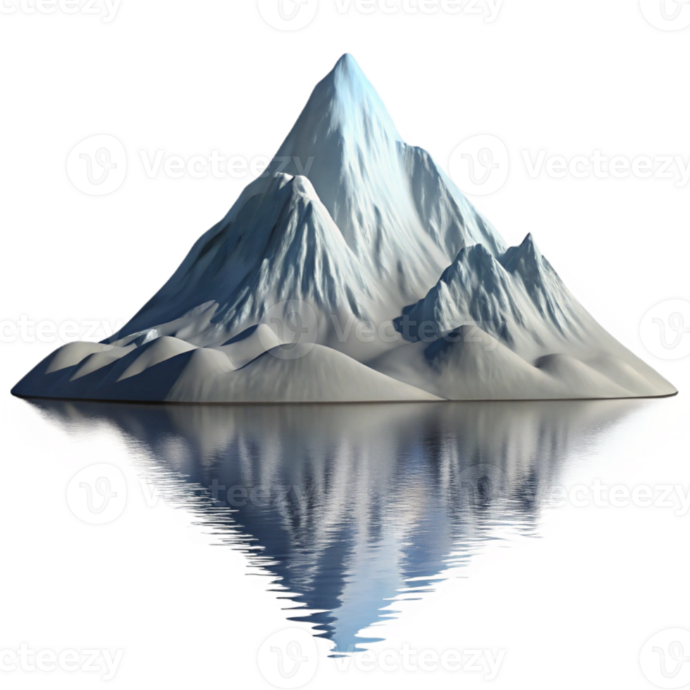 elegant minimalist stunning artistic A snow covered mountain peak reflecting in a still lake, serene atmosphere, winter lighting premium high resolution png