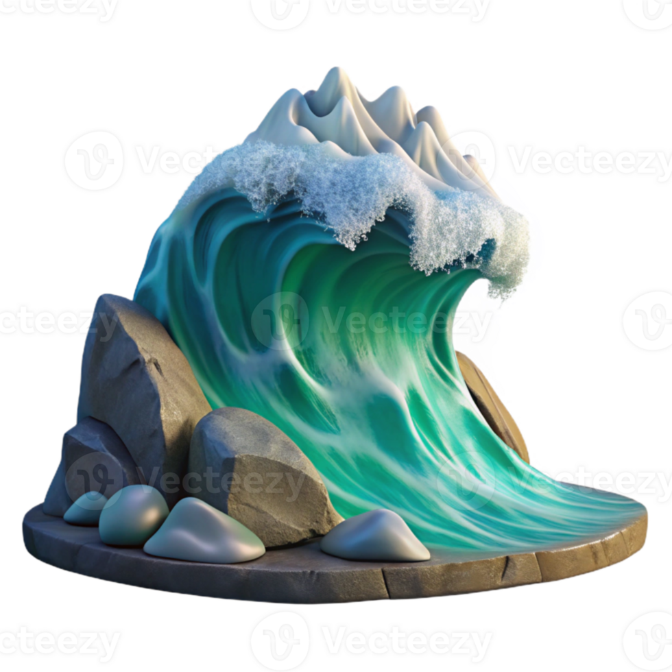 impressive classic magnificent modern A giant wave crashing on a rocky shore, dynamic composition, dramatic lighting genuine authentic png