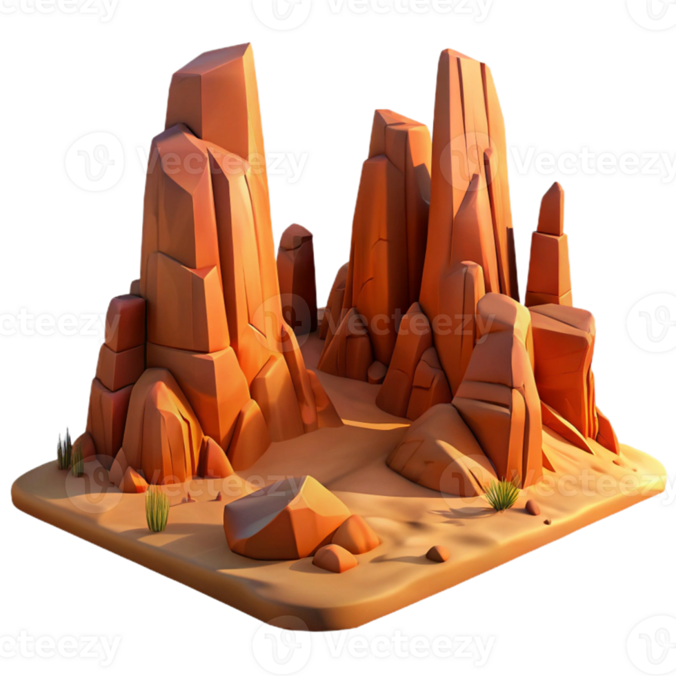 elegant artistic serene modern A desert landscape with towering rock formations, warm colors, dramatic lighting original high quality png